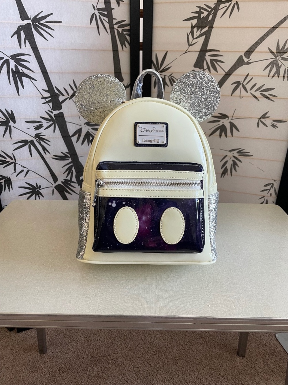 Loungefly Disney Mickey Mouse Space Mountain Sparkle White Backpack NWT